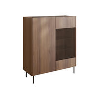 VITRINE Tewos W97 - Nussbaumfarben/Schwarz, Holzwerkstoff/Metall (97/117/37cm) - MIRJAN24