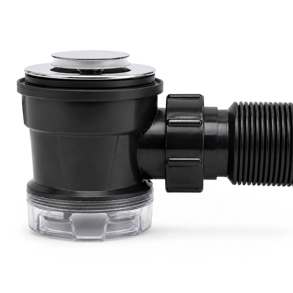 WASCHBECKEN-SIPHON mit Click-Clack-Ablauf Chrom - Schwarz, Kunststoff (6/7.5/39cm) - Akord