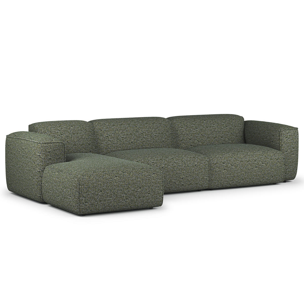 3-SITZER ECKSOFA mit Longchair - Schwarz/Grün, Kunststoff/Textil (317/173cm) - home24