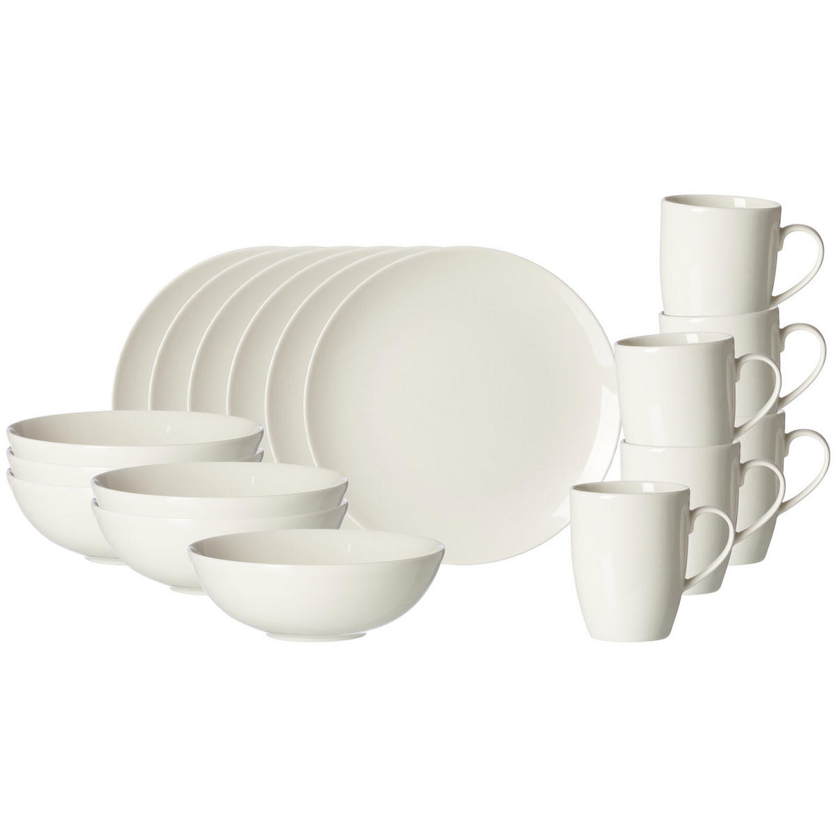 FRÜHSTÜCKSSET Casablanca weiß 18er Set - Weiß, Keramik (1/1/1cm) - Ritzenhoff Breker