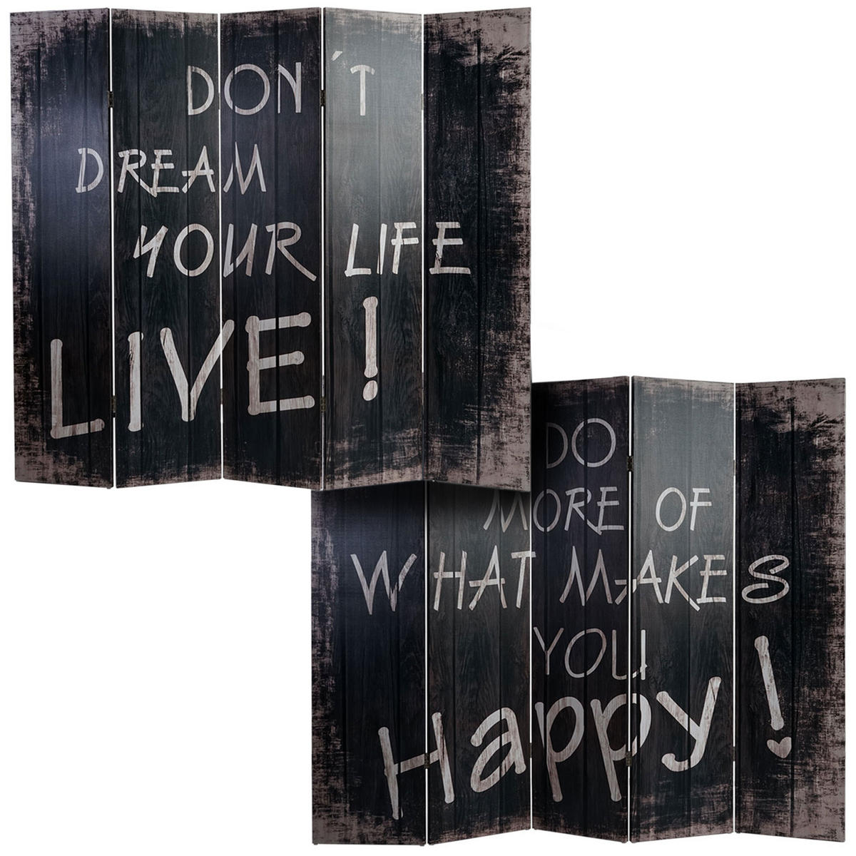 FOTO-PARAVENT RETRO Schwarz - Schwarz, Holz (200/180/2cm) - MCW