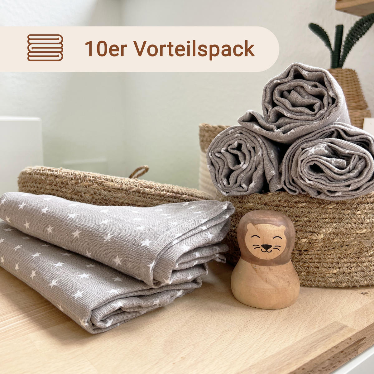 SPUCKTÜCHER, 10er-Set, 80x80 cm, 100% Baumwolle, Grau - Grau, Textil (80/80cm) - Zollner