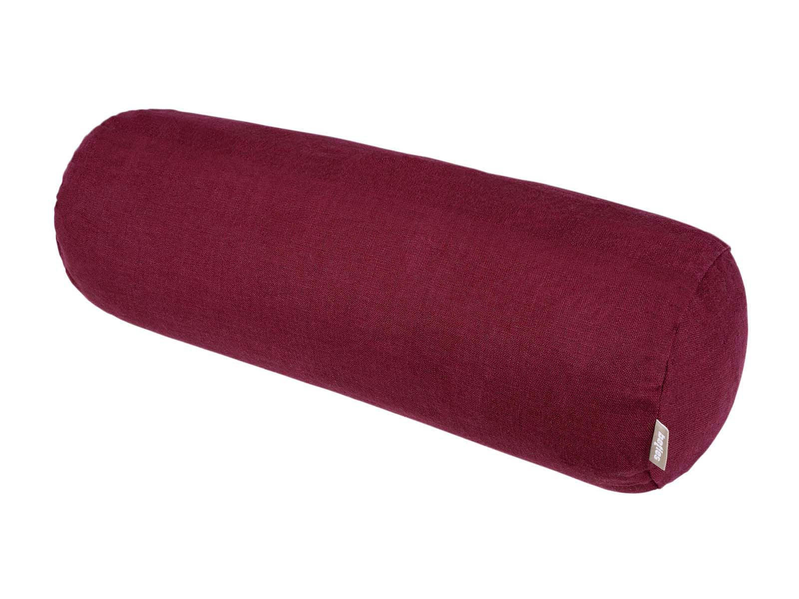 NACKENROLLENBEZUG reines Leinen merlot-rot 40/15 cm - Dunkelrot, Naturmaterialien (15/40cm) - beties Heimtextil