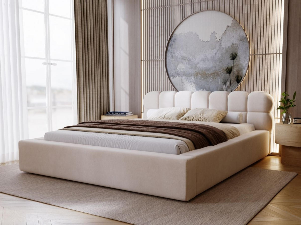 POLSTERBETT Plaza 180x200 Beige - Beige/Naturfarben, Holz/Kunststoff (180/200cm) - Graingold