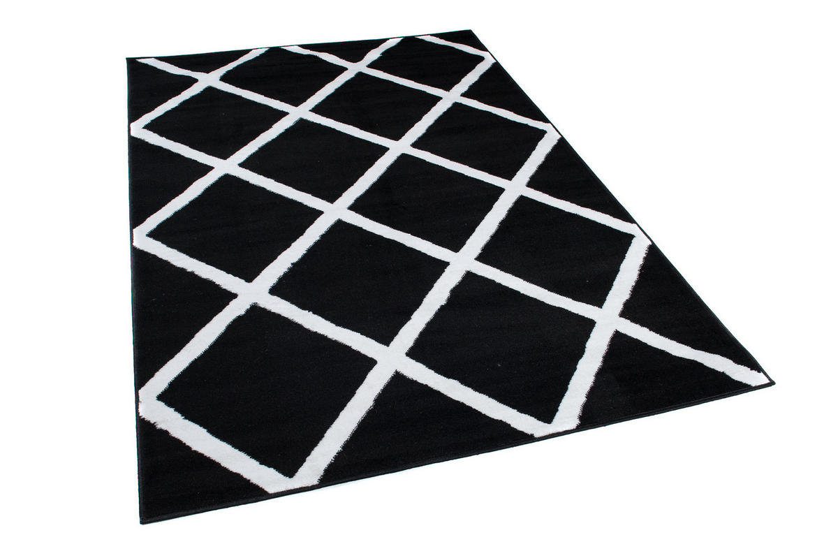 TEPPICH LUXURY Schwarz Marokkanisch Karo 250/300 cm - Schwarz, Textil (250/300cm) - Tapiso