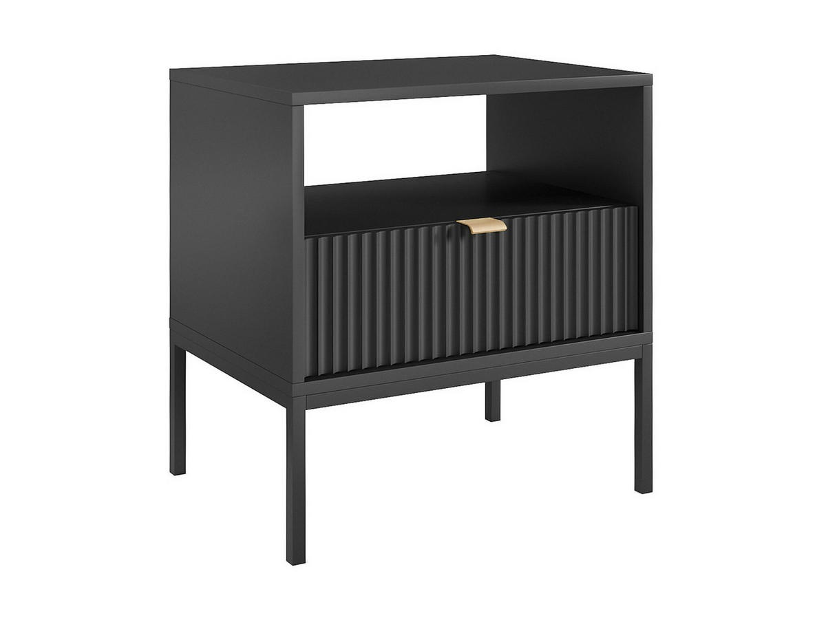 2ER-SET Nachttische mit 1 Schublade & 1 Ablage - Schwarz - LIOUBA - Schwarz, Holz (54/56/39cm) - Pascal Morabito