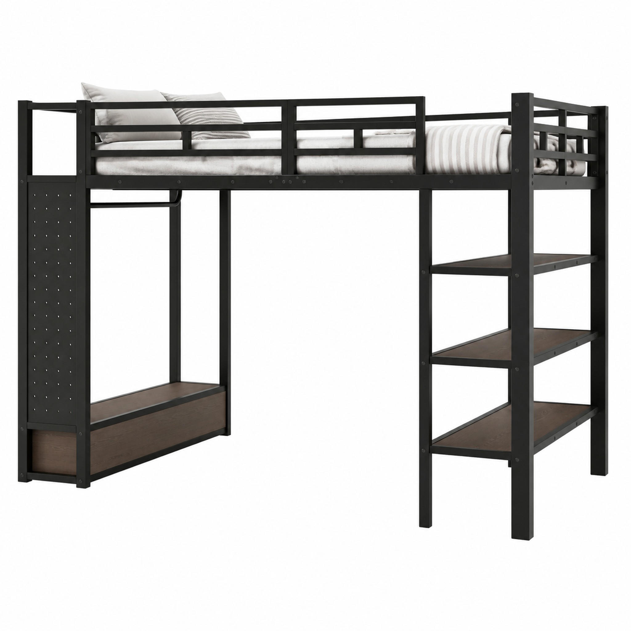 Meubliv Hochbett Schwarz 140x200 cm