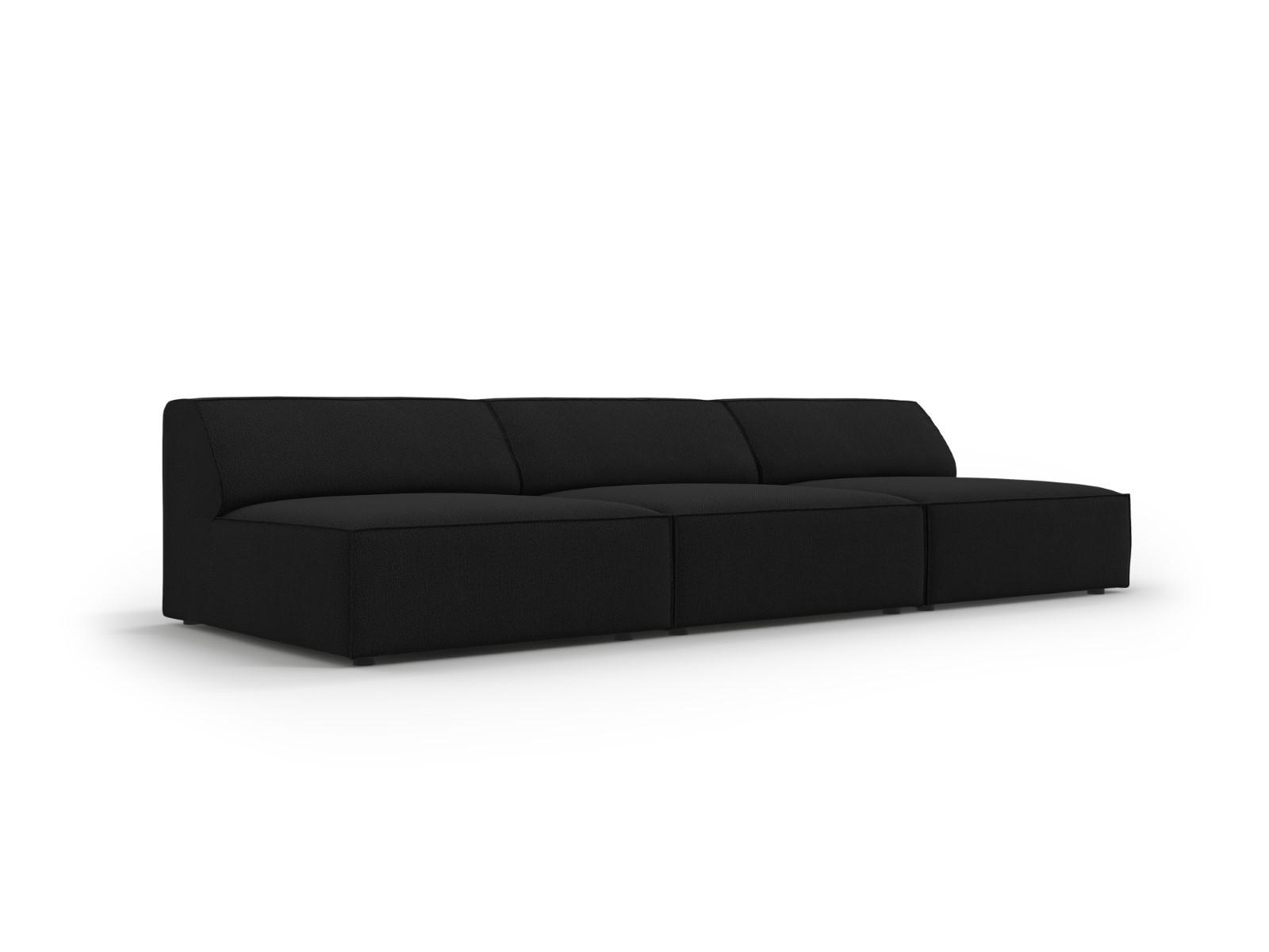 SOFA Jodie aus strukturiertem Stoff schwarz 3 Sitzplätze - Schwarz, Textil (102/70/240cm) - Micadoni