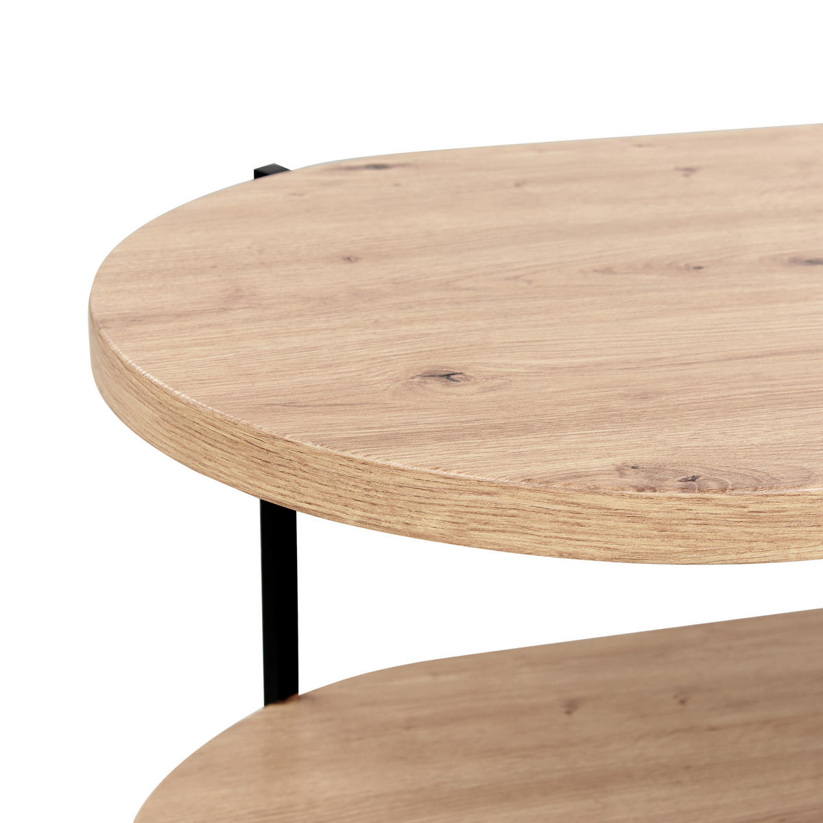 COUCHTISCH heller Holzfarbton/schwarz oval 50/120 cm Balinger - Hellbraun/Schwarz, Holzwerkstoff (120/50/45cm) - Beliani