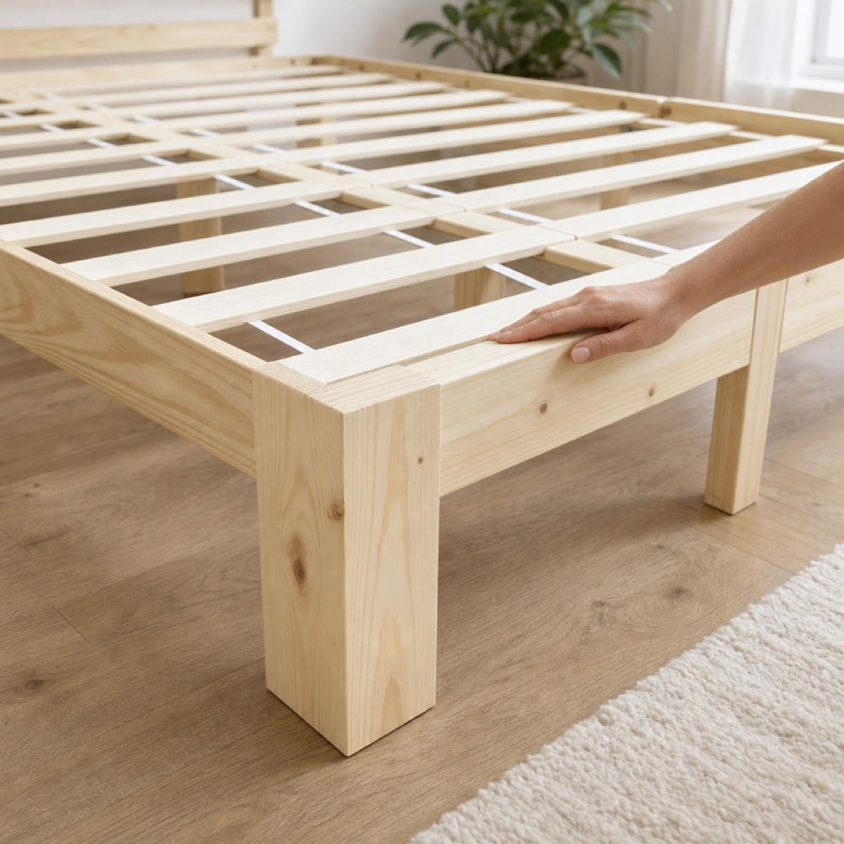 BETT Natur Massivholz mit Lattenrost 160x200 cm - Hellbraun, Holz - Relaxdays