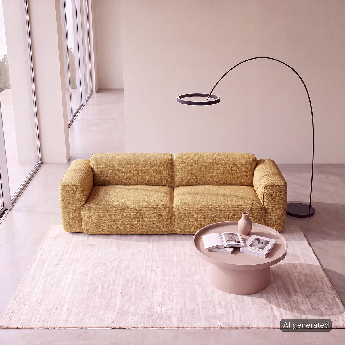 3-SITZER SOFA - Schwarz/Honig, Kunststoff/Textil (251/71/102cm) - home24