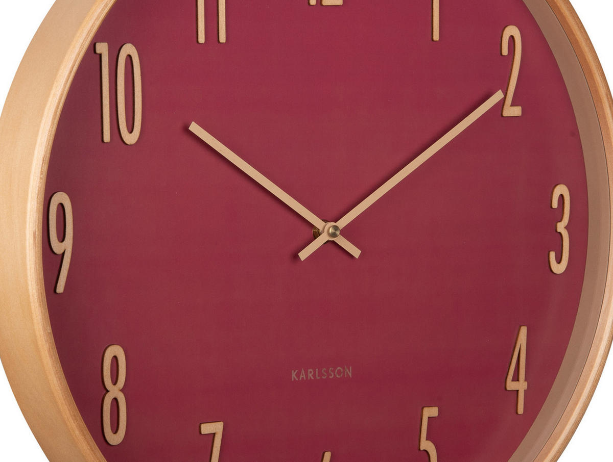 WANDUHR Gracil Ø40 cm - Rot, Holz (40/40/5cm) - Karlsson