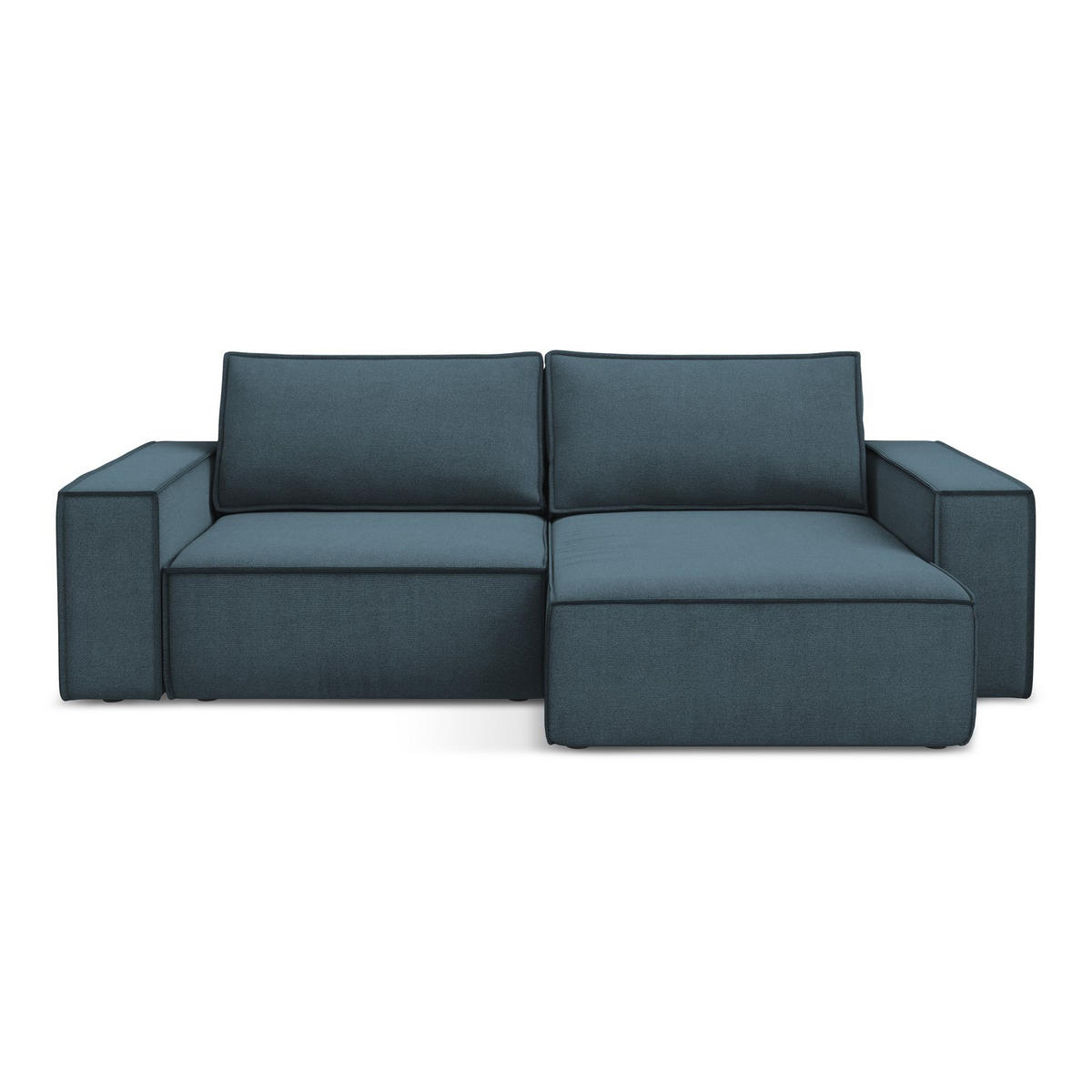 ECKSOFA mit Schlaffunktion Strukturstoff Stoff Blau - Blau/Blaugrau, Kunststoff/Textil (257/148cm) - LaMiaSofa