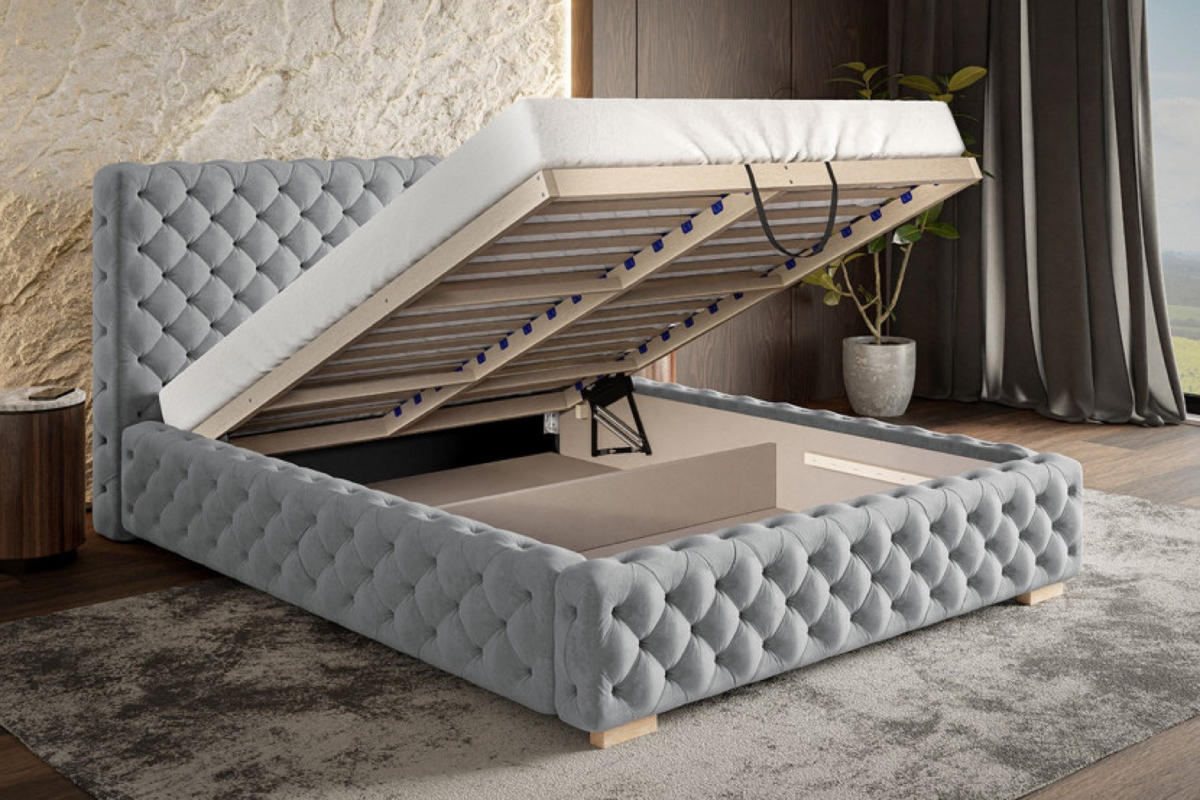 BETT Grau BEN 15 Gepolstert Mit Bettkasten 140x200 cm - Grau, Textil (140/200cm) - Sepro Meble