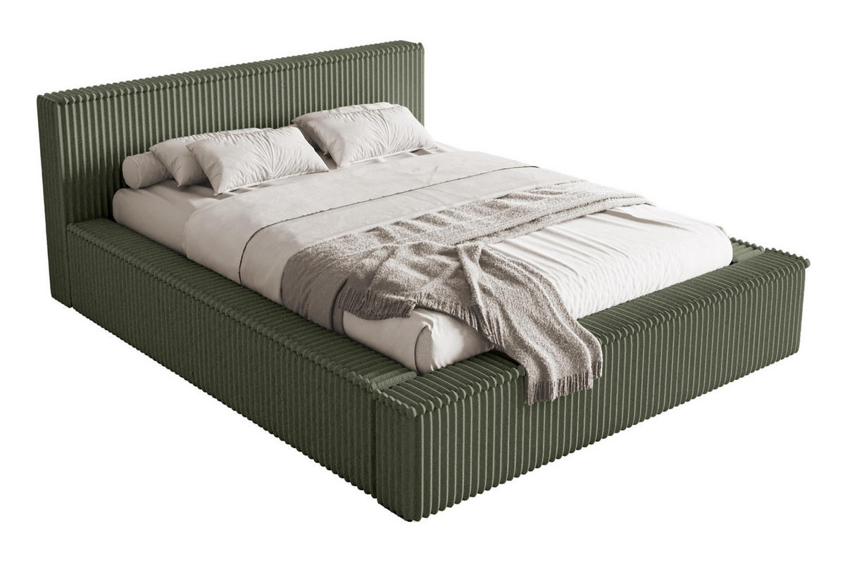 POLSTERBETT AFFOLIO Khaki 140x200 cm - Schwarz/Grün, Holz/Textil (140/200cm) - Selsey
