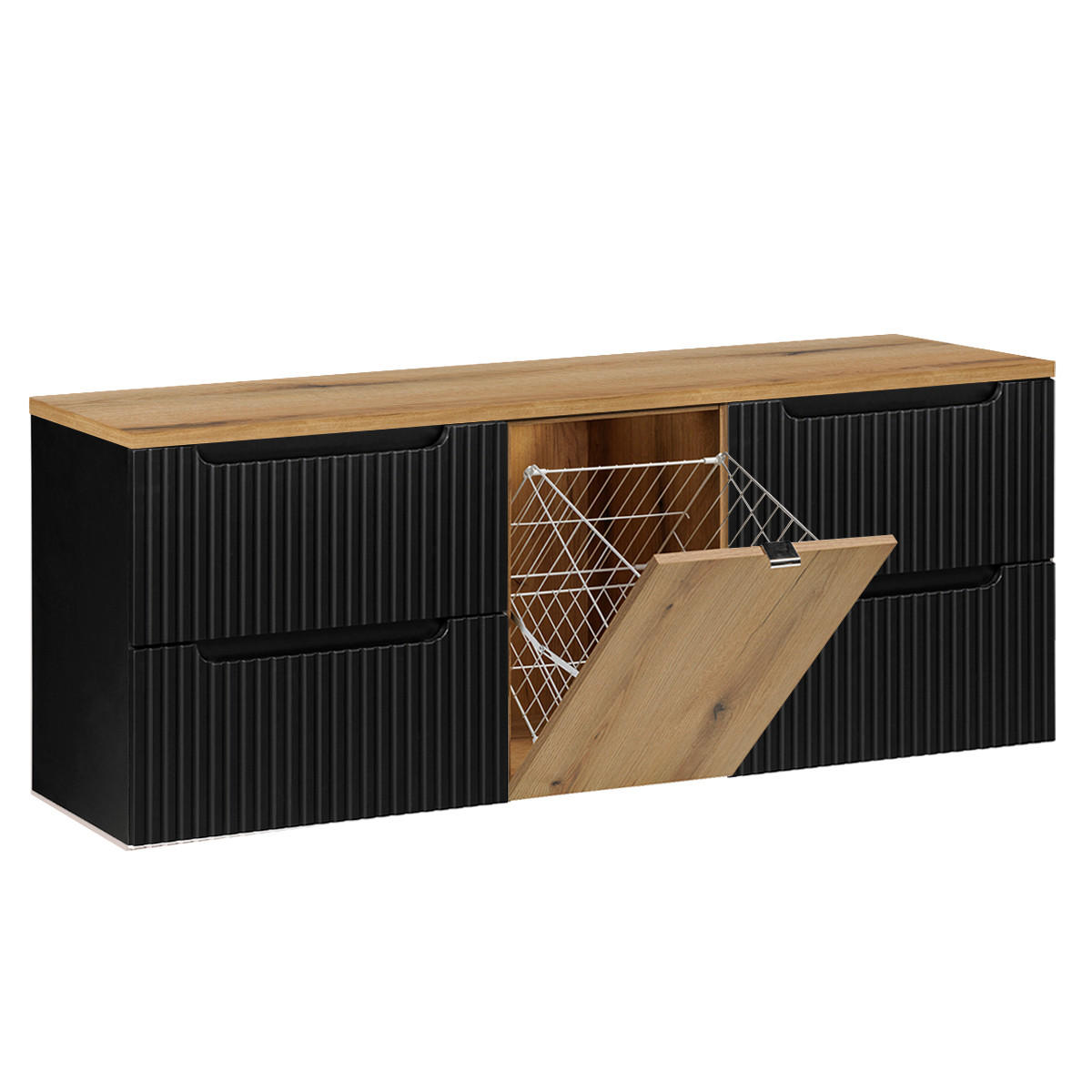 WASCHTISCHUNTERSCHRANK 160.4cm Riva Schwarz - Schwarz, Holzwerkstoff (160.4/59.5/40cm) - Petits-meubles