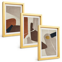 BILDER SET 3er Set - 20x30 cm Goldrahmen - Abstrakte Boho-Malerei - Goldfarben, Kunststoff (20/30cm) - TULUP