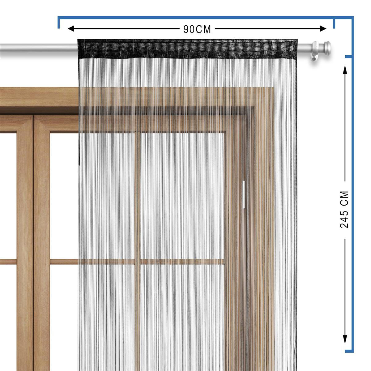 FADENVORHANG schwarz 245/90 cm Stangendurchzug kürzbar - Schwarz, Textil (90/245/1cm) - wometo