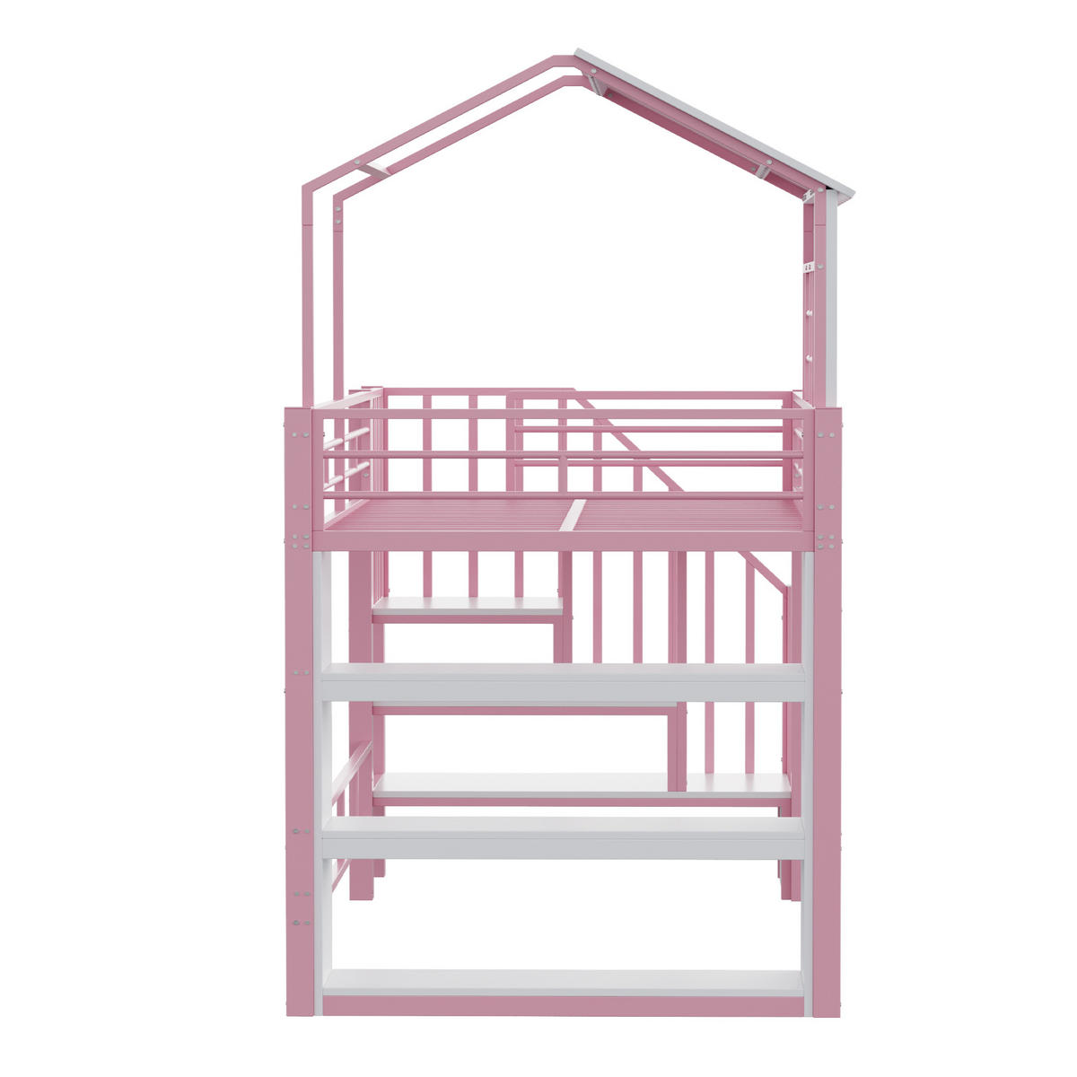 HOCHBETT 90/200 cm in Pink mit Stauraum, Treppe und Regal aus MDF und Metall - Rosa, Holzwerkstoff/Metall (90/200cm) - CHICFURN