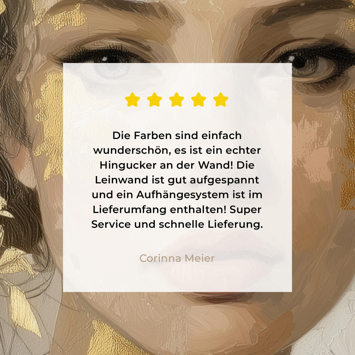 LEINWANDBILD Gesicht - Frau - Blätter - Gold Deko XXL 80x120 cm - Beige, Textil (80/120cm) - MuchoWow