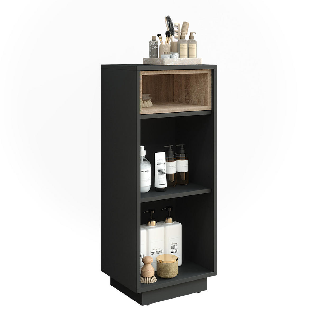 MIDISCHRANK Beatrice Anthrazit/Sonoma 38 x 93 cm mit 3 Fächern - Anthrazit/Sonoma Eiche, Holzwerkstoff (38/93/30cm) - Vicco