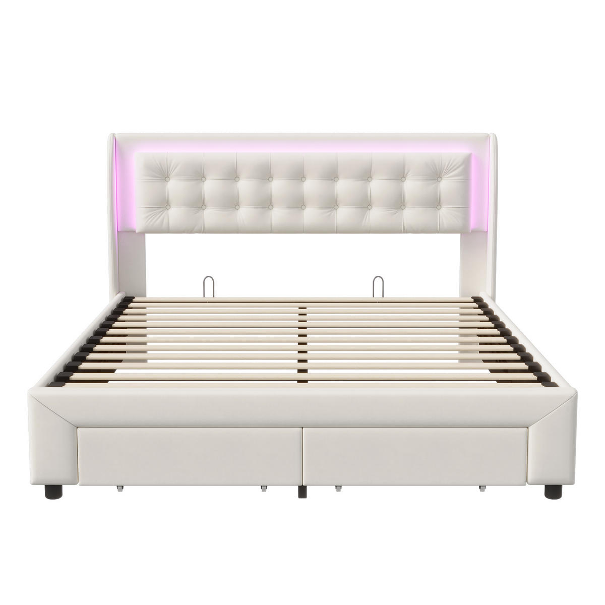 POLSTERBETT 140x190 cm, Beige, LED-Beleuchtung, Samt - Beige, Textil/Metall (140/190cm)