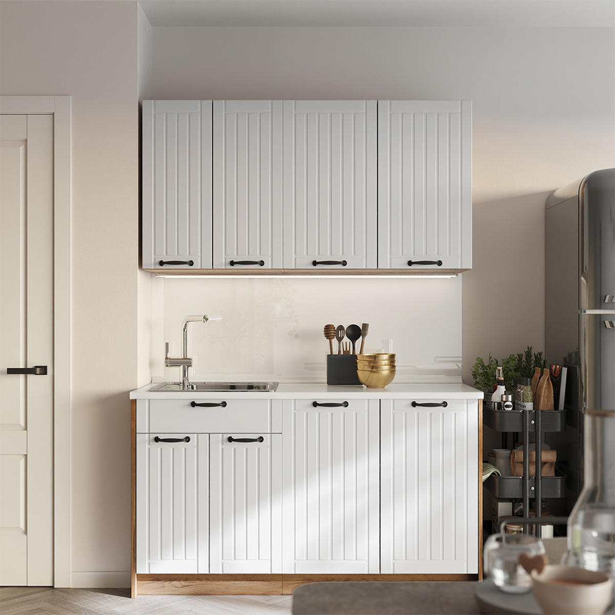 HÄNGESCHRANK Fame-Line, Weiß Landhaus/Goldkraft Eiche, 80 cm - Honigeiche/Weiß, Holzwerkstoff (80/72/34.1cm) - Vicco