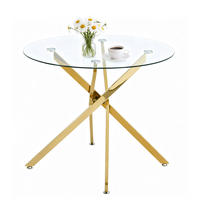 ESSTISCH 80/80/76 cm goldfarben aus Glas mit Kreuzfußgestell - Goldfarben, Metall (80/80/76cm) - OKWISH