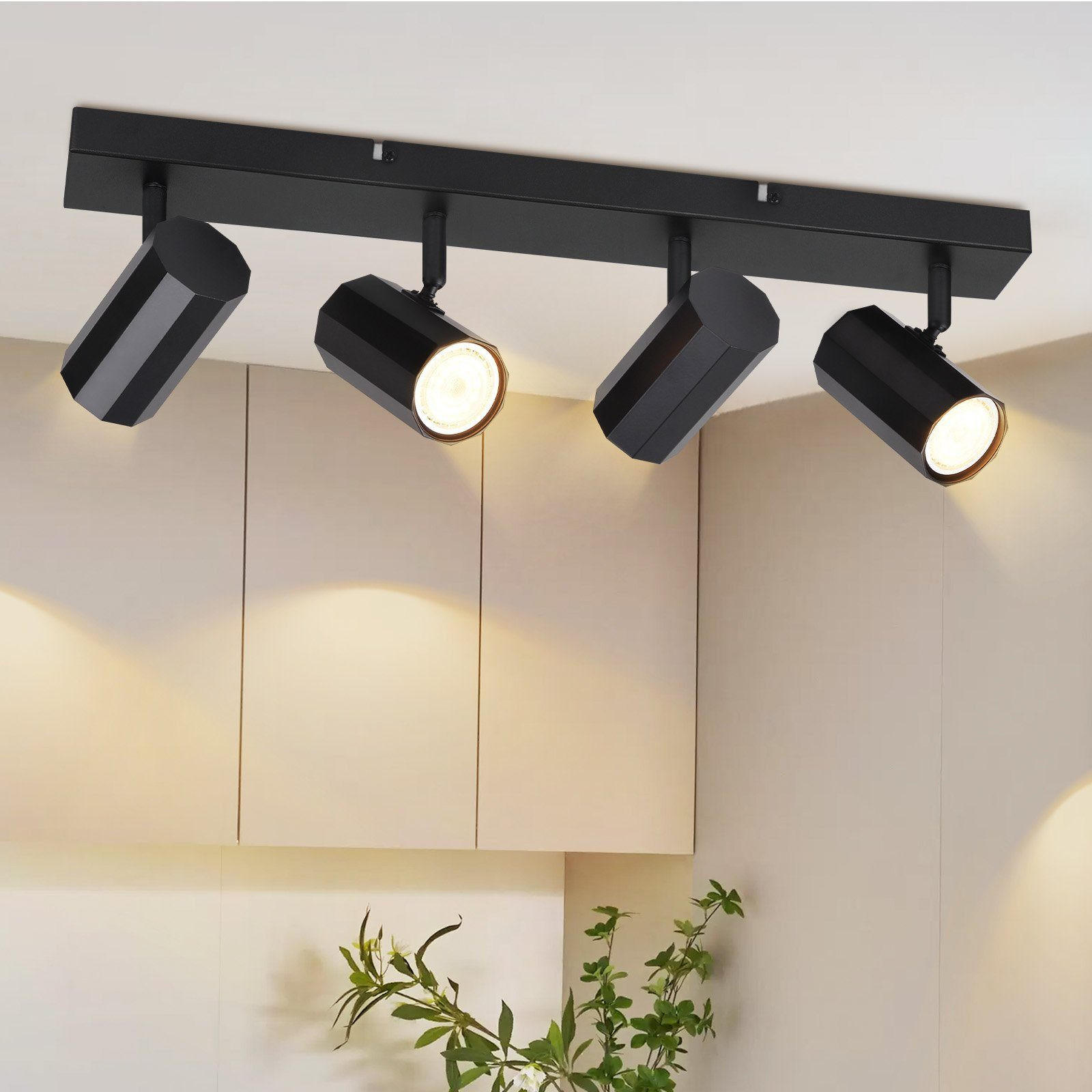 STRAHLER Inga 4-flammig 53/11/3 cm - Schwarz, Metall (53/11/3cm) - Nettlife