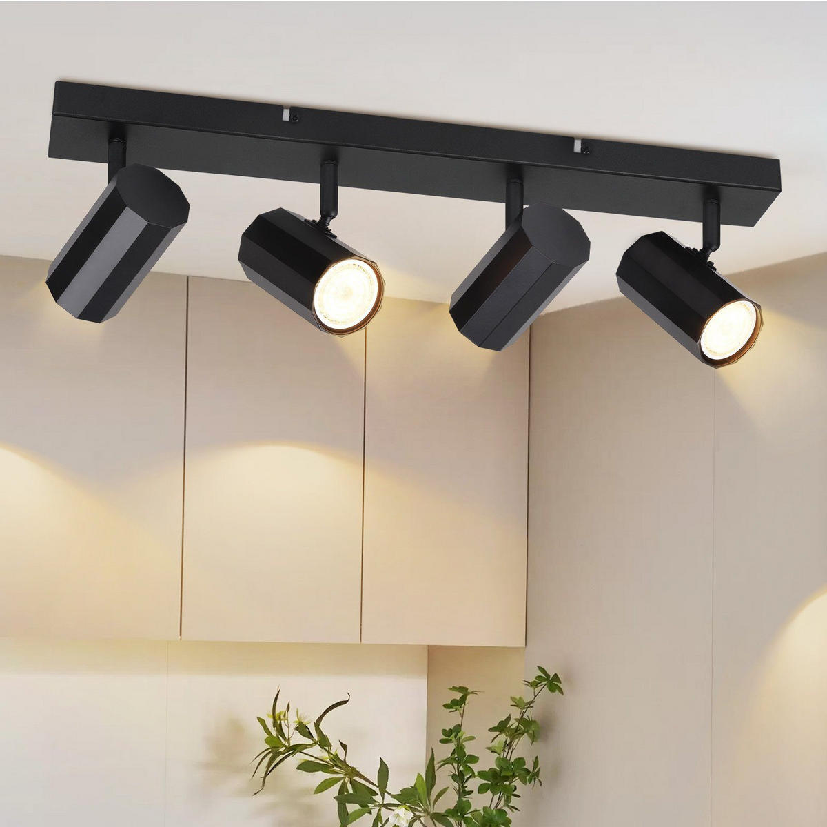 STRAHLER Inga 4-flammig 53/11/3 cm - Schwarz, Metall (53/11/3cm) - Nettlife