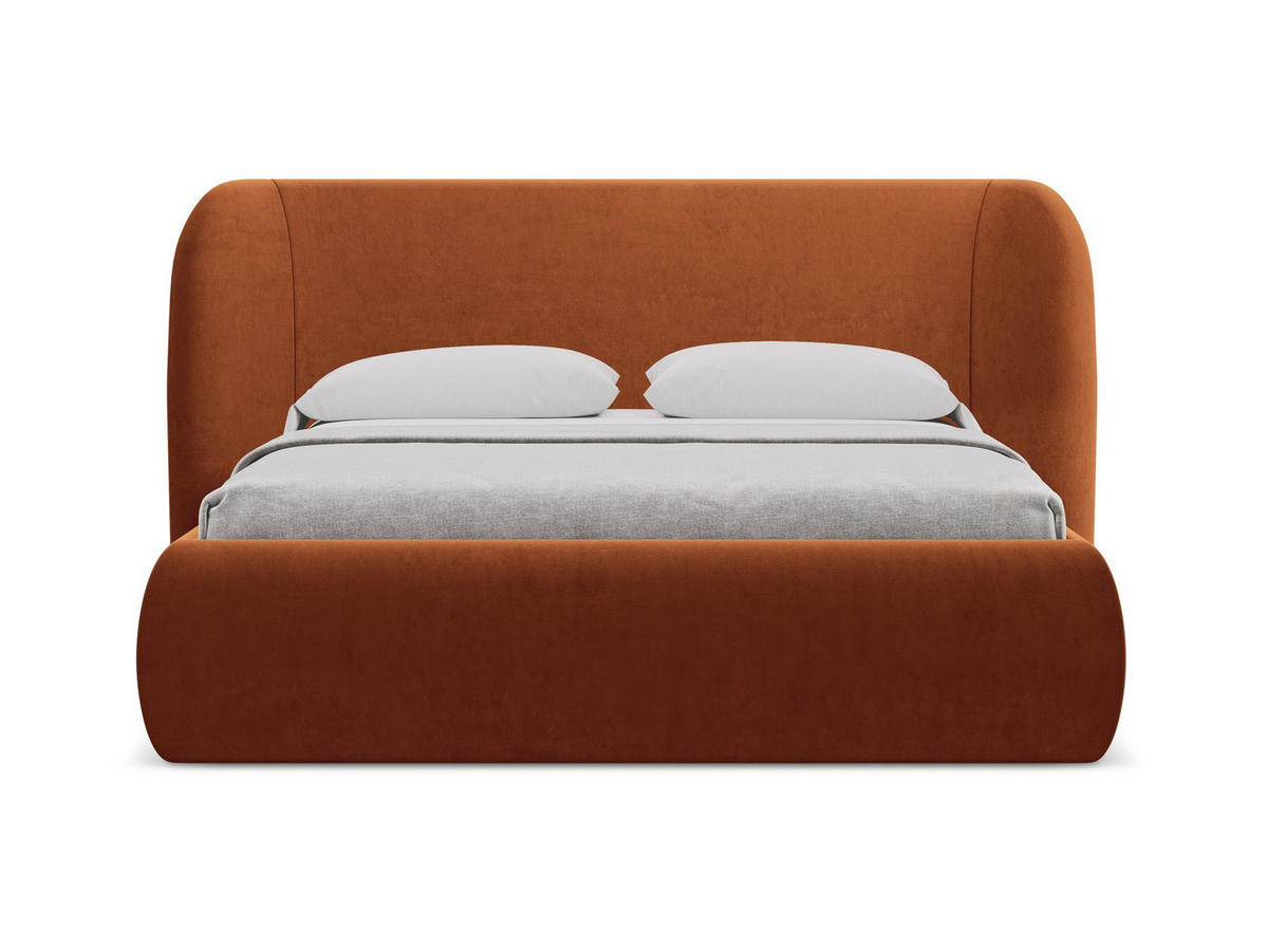 POLSTERBETT mit Bettkasten und Lattenrost 210x215 Orange - Terracotta/Schwarz, Kunststoff/Textil (160/200cm) - Makamii