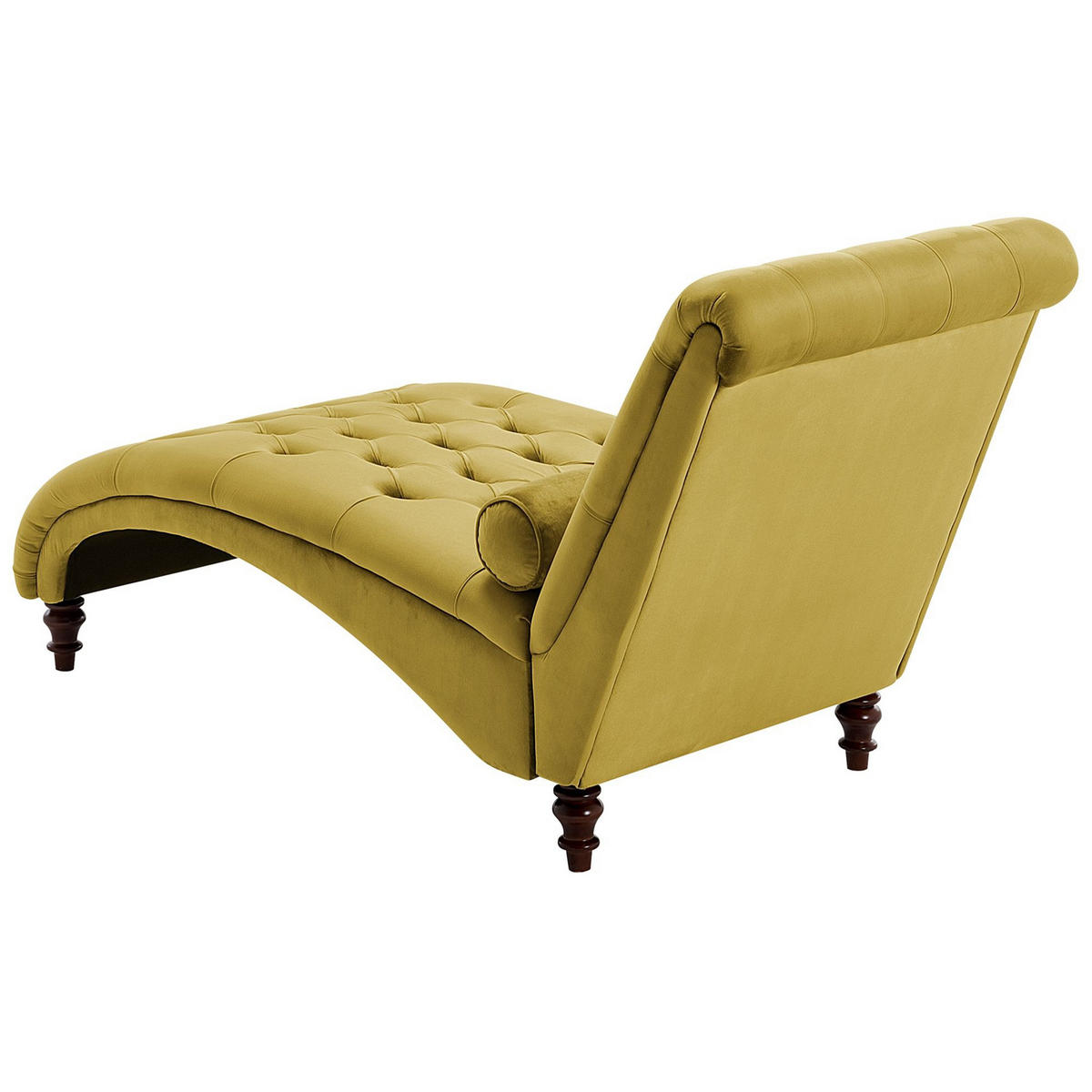 CHAISELONGUE Samtstoff senfgelb Muret - Dunkelbraun/Gelb, Textil (163/87/72cm) - Beliani