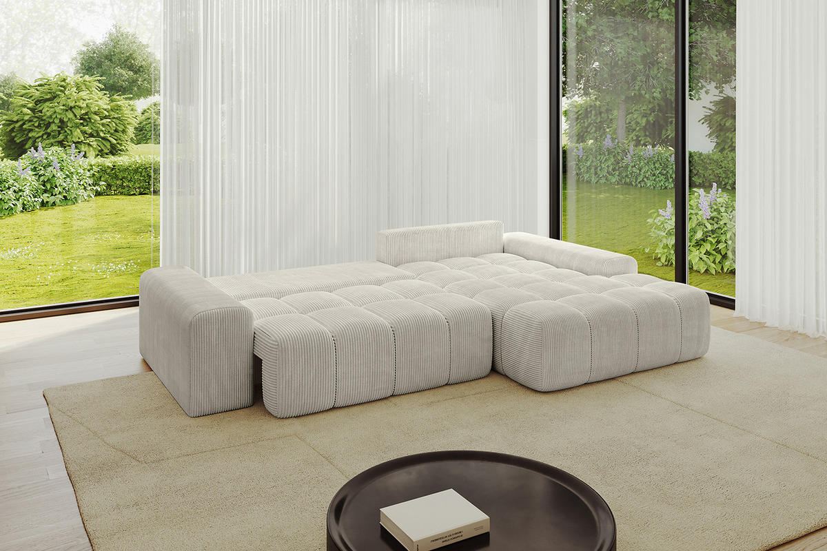 ECKSOFA Ottomane Rechts ENSI-L - 267x164x88 cm Ecru - Ecru, Holzwerkstoff/Kunststoff (164/267cm) - ALTDECOR