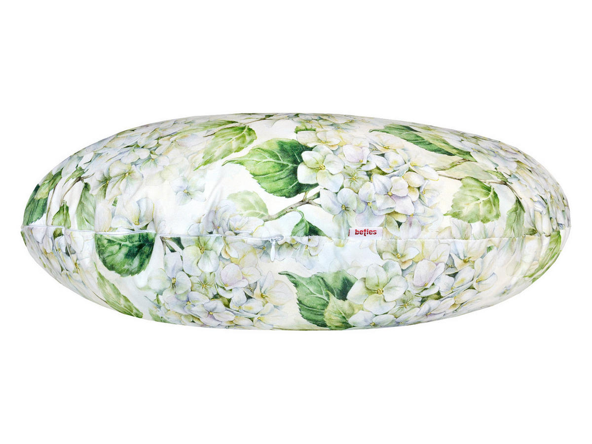 KISSENHÜLLE Rund Landlust-Hortensie weiß 60 cm Ø - Weiß/Grün, Textil (60/60cm) - beties Heimtextil