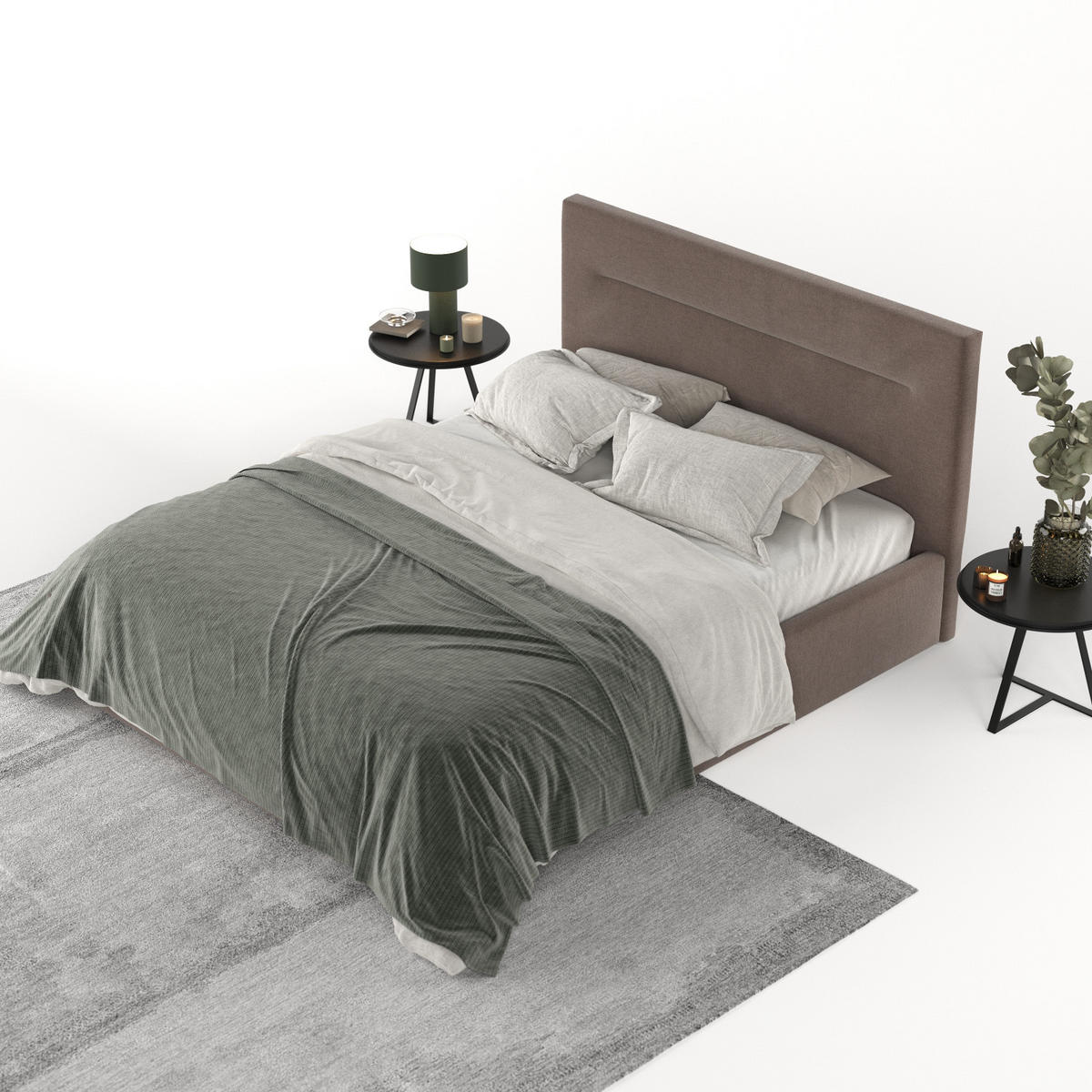 POLSTERBETT Liline 160/200 cm Braun im Asti Stoff - Schwarz/Naturfarben, Holz/Holzwerkstoff (160/200cm) - AltaBeds