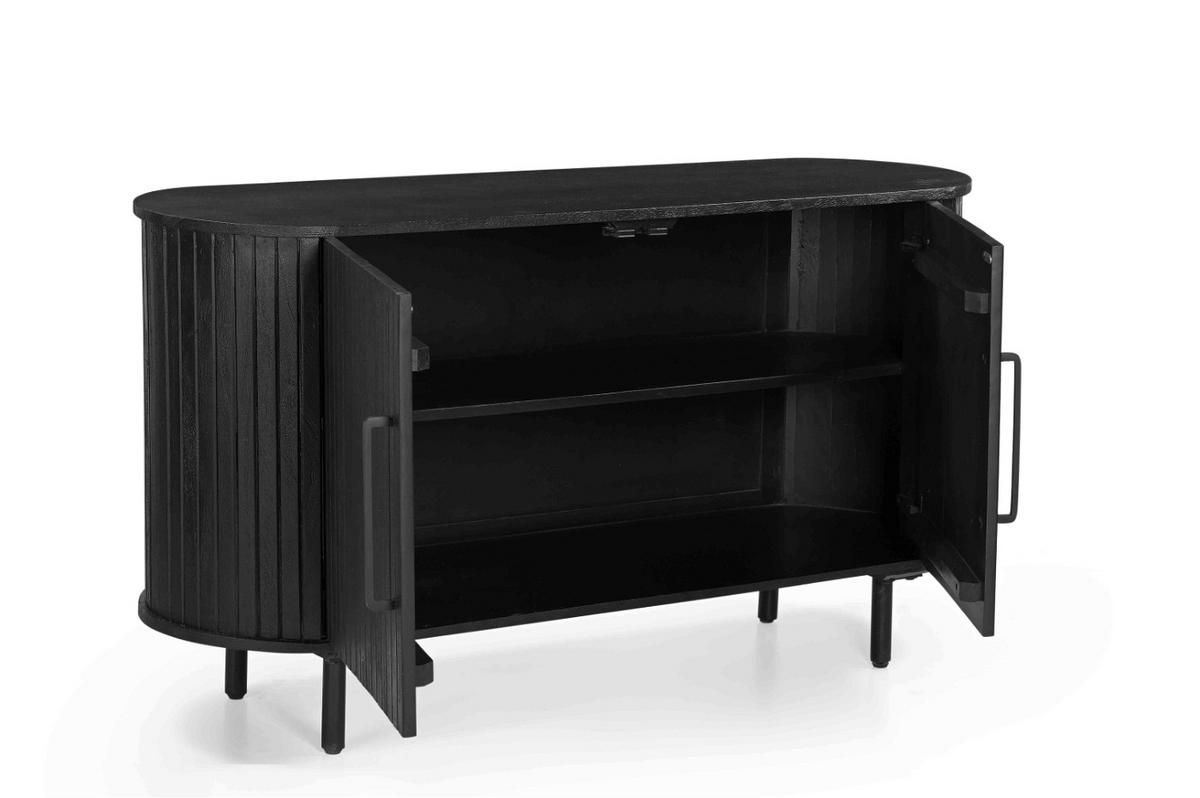 KOMMODE aus Mangoholz 140x45x76cm, schwarz - Schwarz, Metall (140/76/45cm) - Giga Meubel