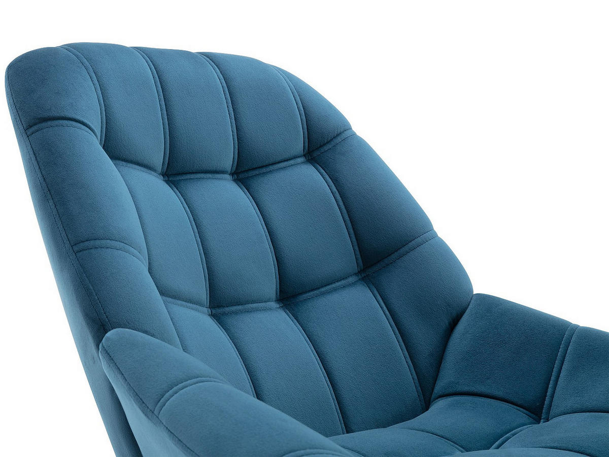 SESSEL - Samt - Blau - LUOSTO - Blau, Textil (87/83/79cm) - Vente-Unique