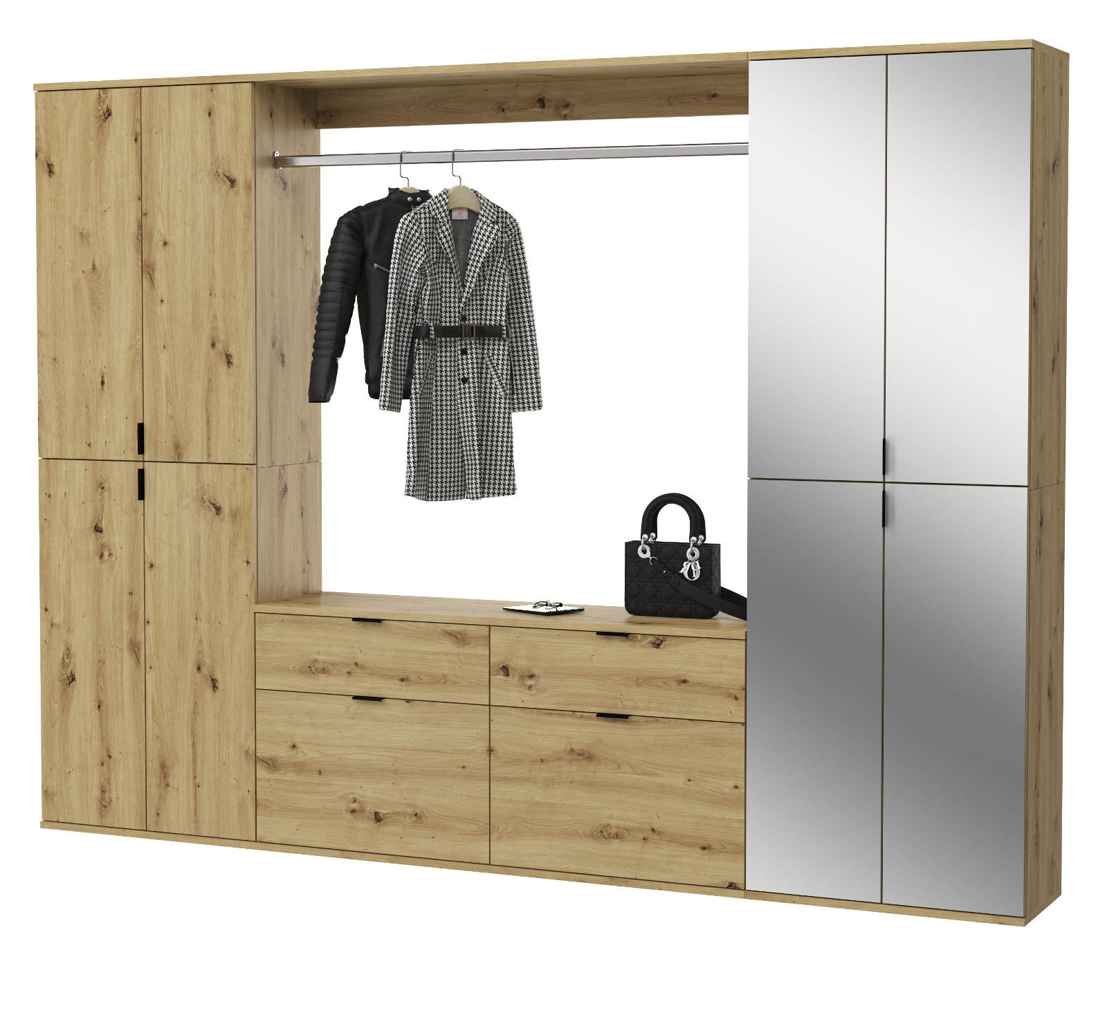 Inn.Furn Garderoben-Set Eiche Artisan 243x193x34 cm