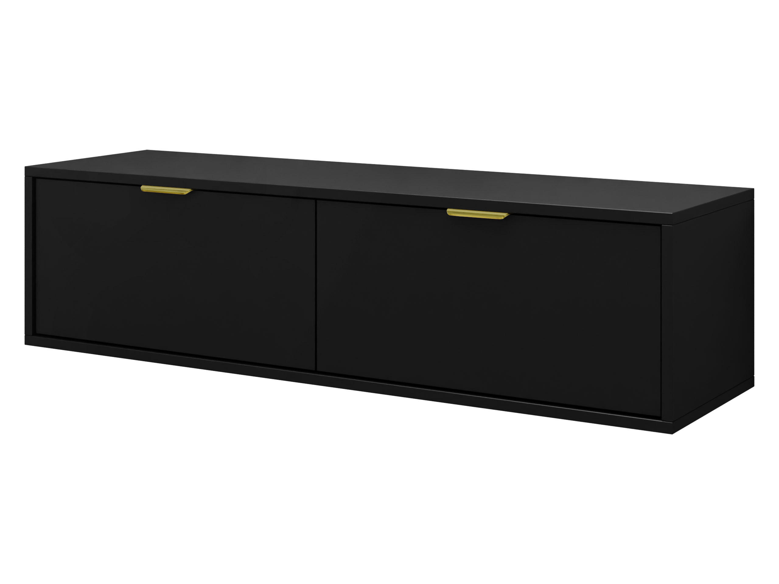 TV-LOWBOARD Senna 140 - Goldfarben/Schwarz, Holzwerkstoff/Metall (140/35/33cm) - MIRJAN24