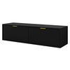 TV-LOWBOARD Senna 140 - Goldfarben/Schwarz, Holzwerkstoff/Metall (140/35/33cm) - MIRJAN24