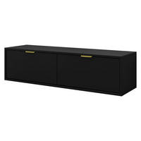 TV-LOWBOARD Senna 140 - Goldfarben/Schwarz, Holzwerkstoff/Metall (140/35/33cm) - MIRJAN24