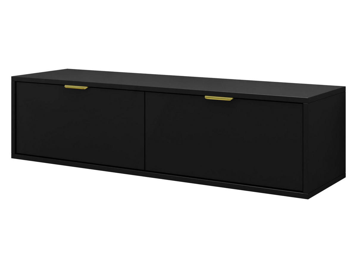 TV-LOWBOARD Senna 140 - Goldfarben/Schwarz, Holzwerkstoff/Metall (140/35/33cm) - MIRJAN24