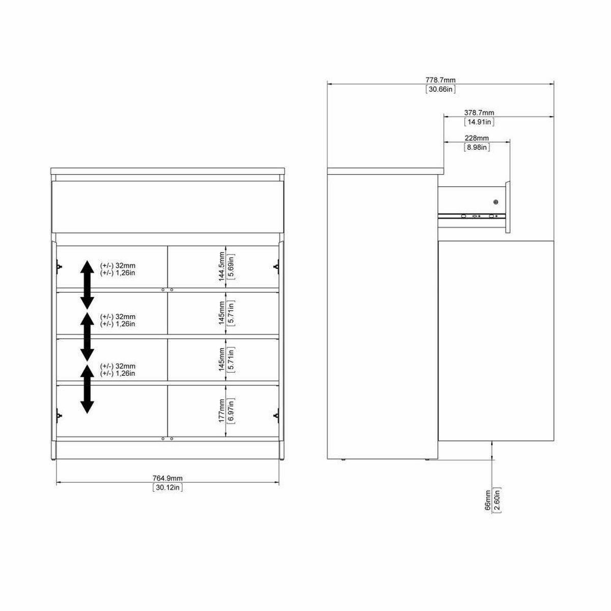 KOMMODE Eiche 40/80.4/100.4 cm - Braun, Holzwerkstoff (80.4/100.4/40cm) - DMORA