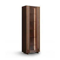 VITRINE Travertino Wildeiche Tabak 68 / 41 / 206cm mit Travertin Naturstein - Wildeiche, Holz (68/206/41cm) - Feldmann-Wohnen
