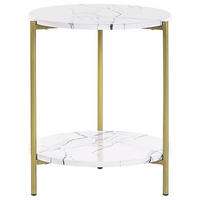 BEISTELLTISCH Marmor Optik weiß/gold 40 cm Reva - Goldfarben/Weiß, Holzwerkstoff (40/40/51cm) - Beliani