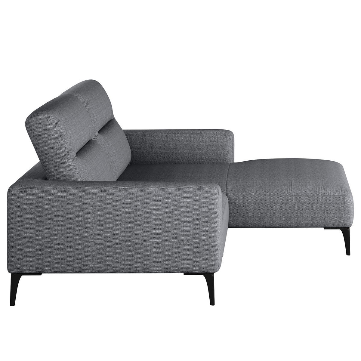 1,5-SITZER ECKSOFA mit Longchair - Schwarz/Grau, Textil/Metall (232/180cm) - home24