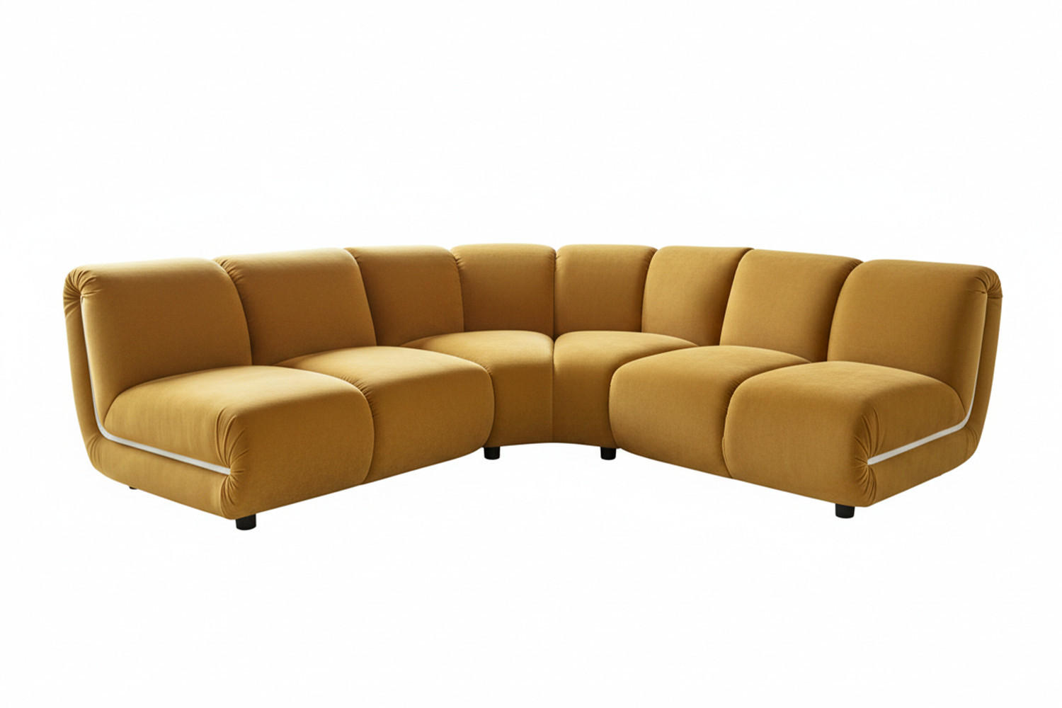 MODULSOFA LAYLA Gelb Velvet - Gelb/Schwarz, Buchenholz/Textil (213/213cm) - KAWOLA