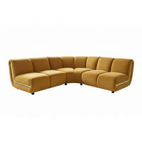 MODULSOFA LAYLA Gelb Velvet - Gelb/Schwarz, Buchenholz/Textil (213/213cm) - KAWOLA