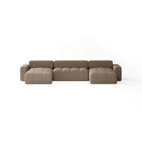 ECKSOFA Bouclé-Stoff 10 Sitzer Bornum U, Braun - Braun, Textil (386/70/155cm) - Meblito