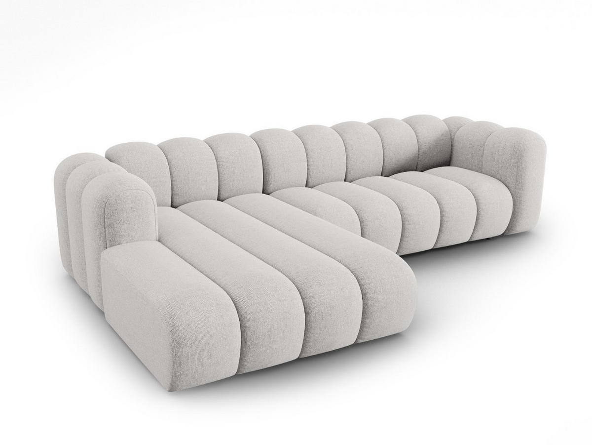 ECKSOFA modular links Lupine aus Chenille-Stoff hellgrau 4 Sitzplätze - Hellgrau, Textil (177/290cm) - Micadoni